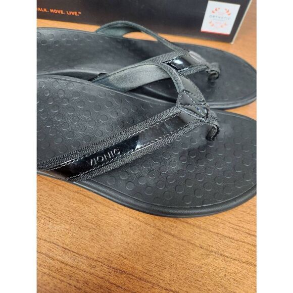 Vionic womens flip flops sandals size 9 black comfort shoes slip on. With Box - Picture 3 of 7
